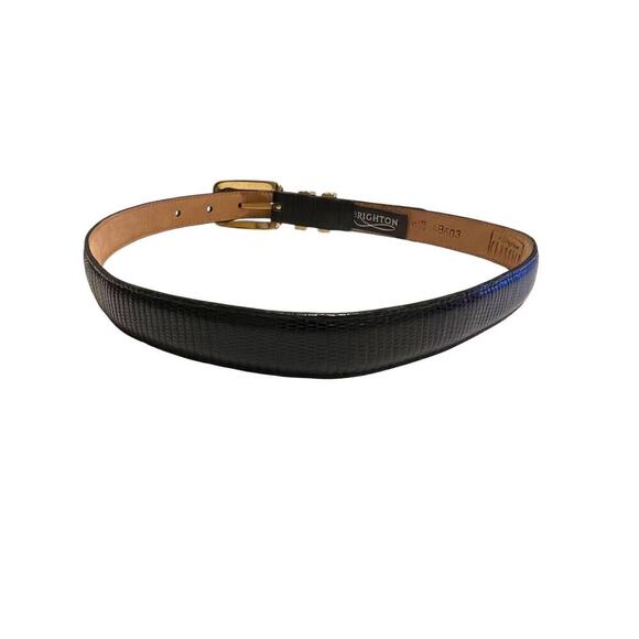 BRIGHTON Thin Leather Belt with Gold & Silver Buckle Womens Sz 28 = Small - Picture 6 of 9